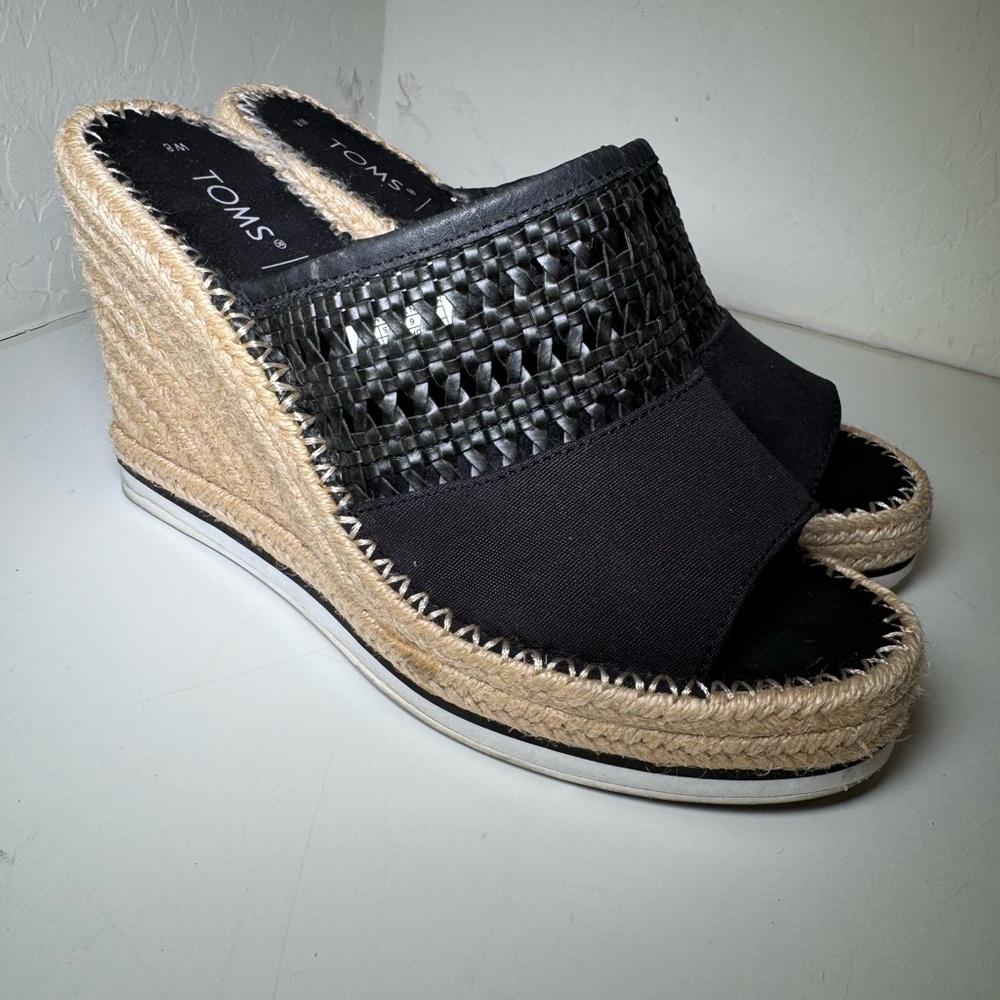 TOMS Black Wedge Sandals